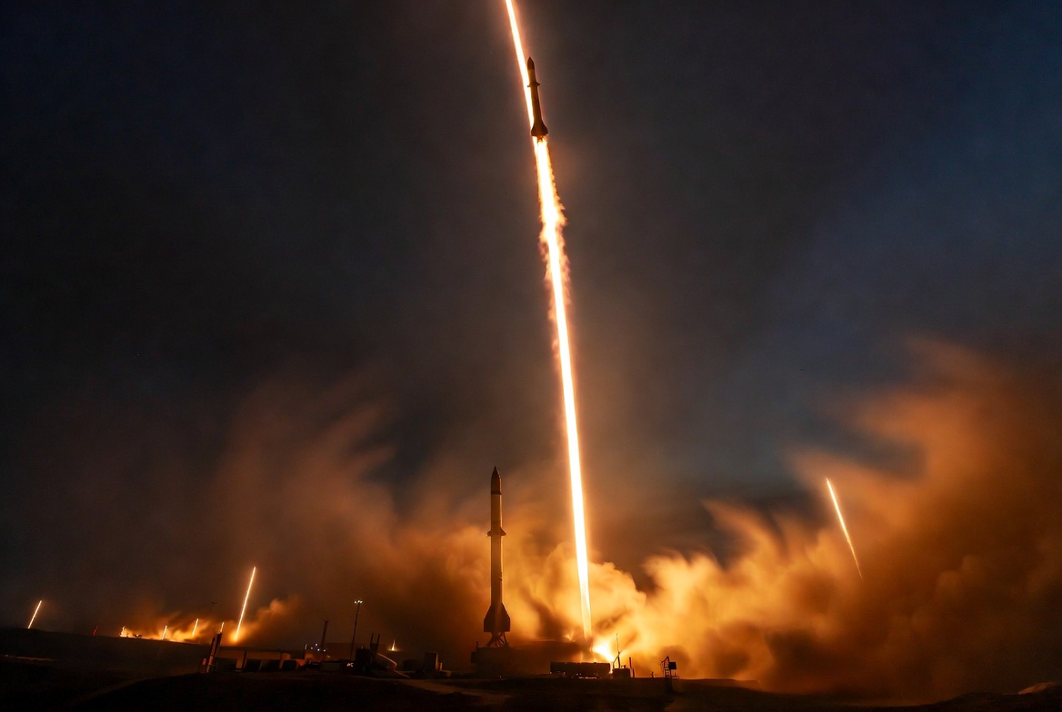 Missile launches at night