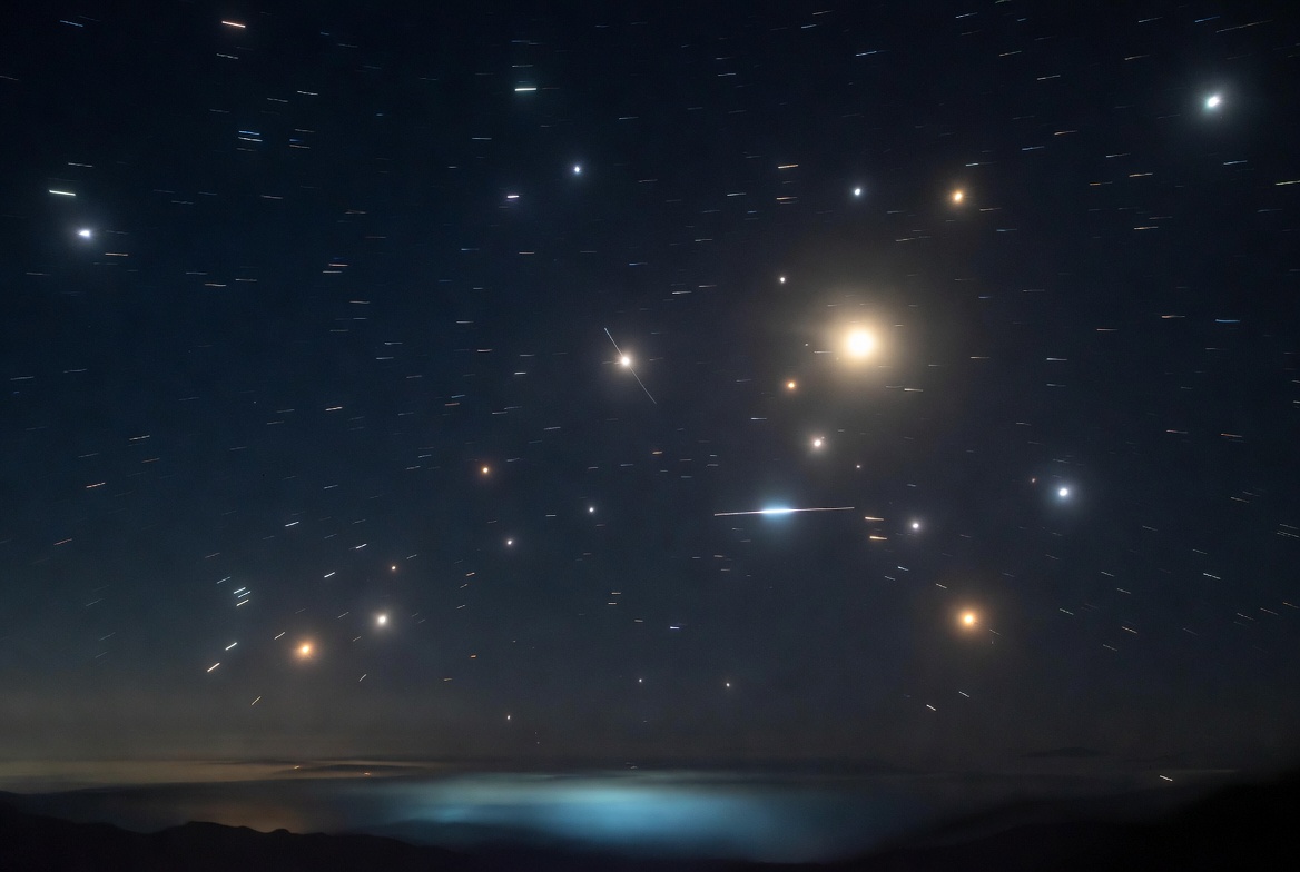Anomalous aerial phenomena night sky
