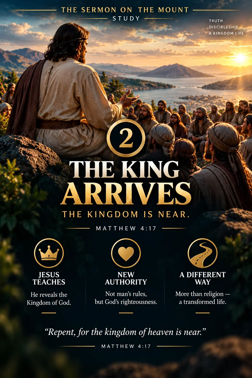 Jesus arrives as King, teaching God’s Word, announcing the Kingdom, and demonstrating His power and authority.