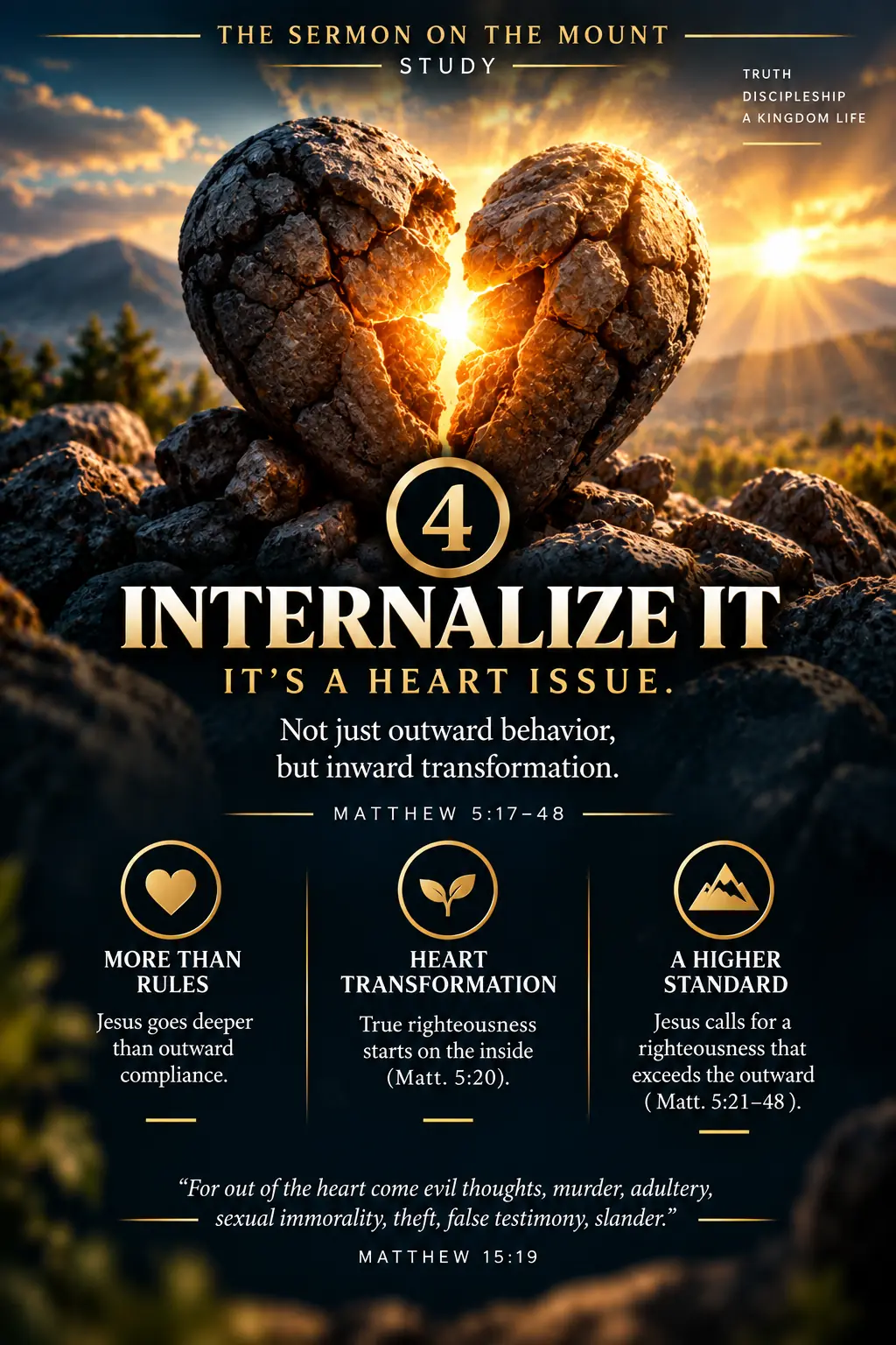 Part Two, Internalize It: Jesus brings Kingdom righteousness inward to transform the heart beneath outward behavior.